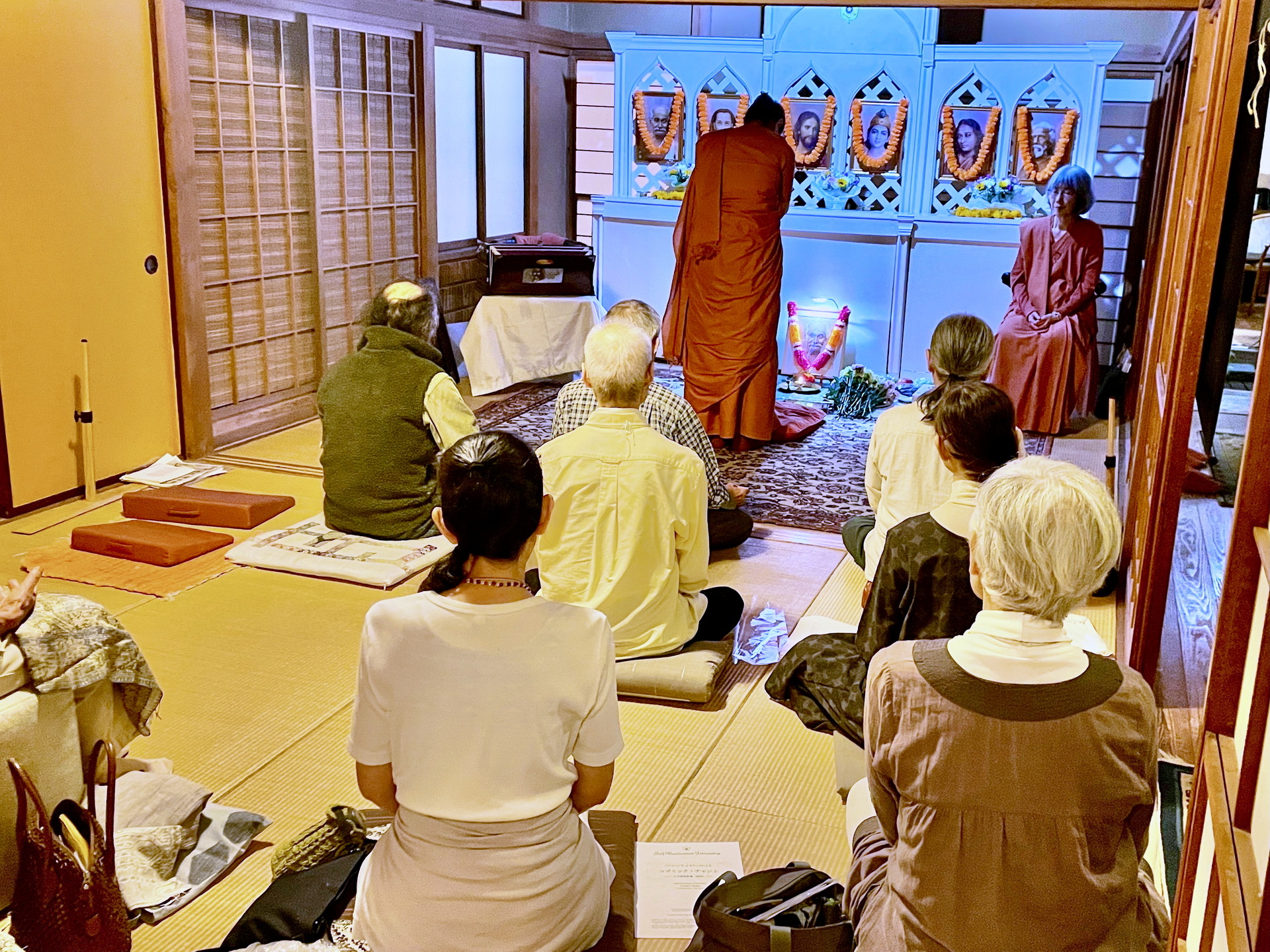 In Sendai, Sister Shankari and Sister Radhika conduct a commemorative service in honor of Lahiri Mahasaya.