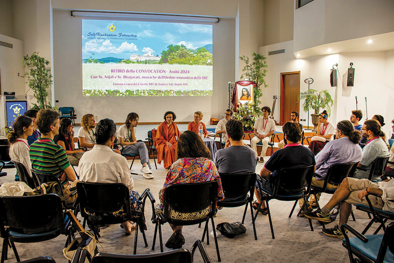 SRF nuns meet young adults Assisi Italy during Convocation